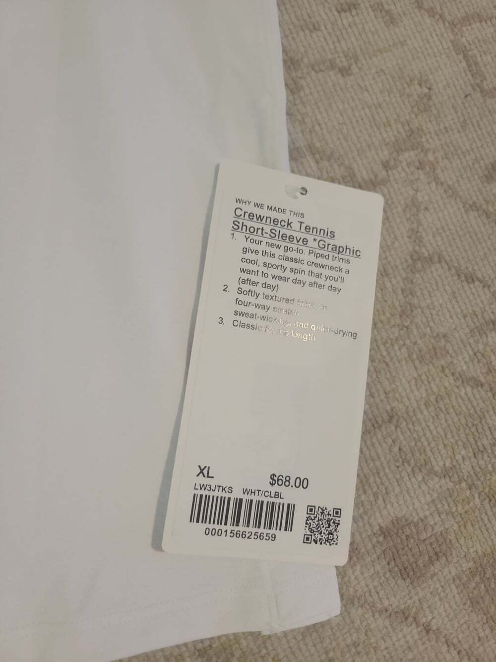 LULULEMON Crewneck Tennis Short-sleeve Shirt white navy XL New, DW - Picture 2 of 4